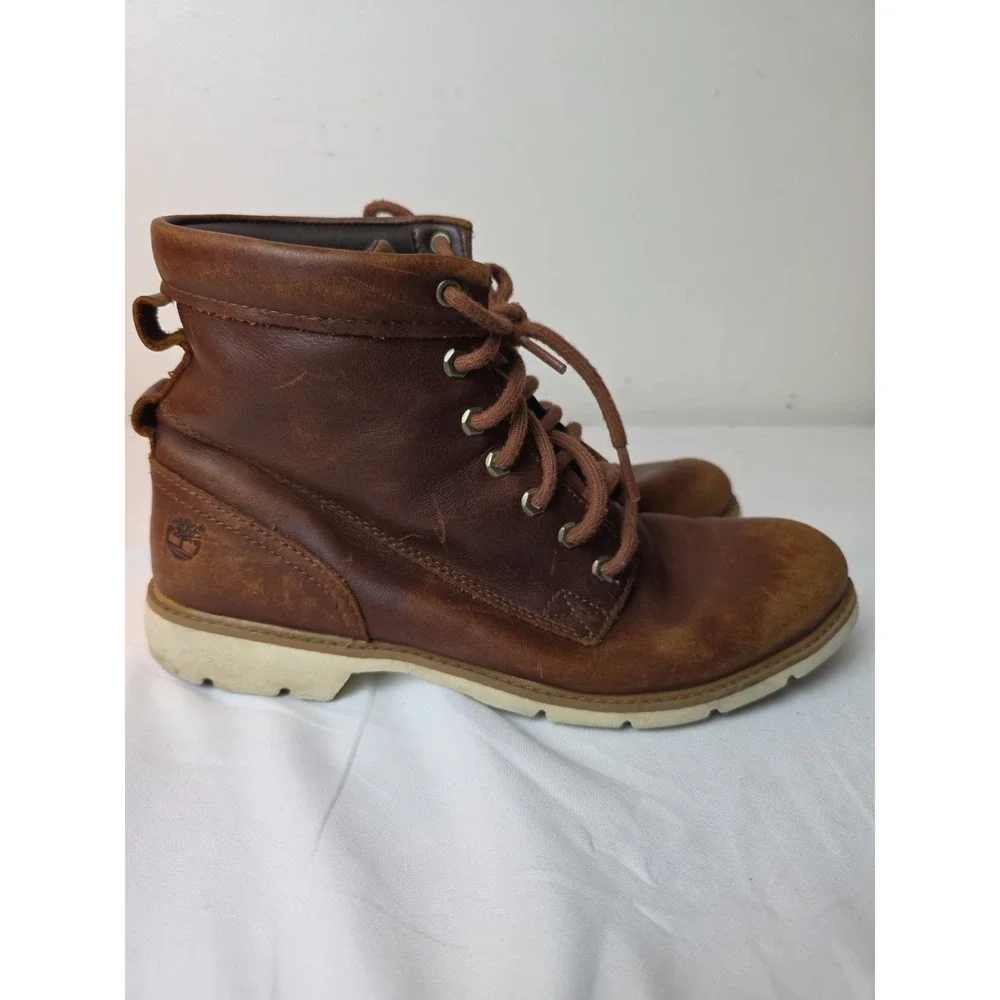 TIMBERLAND Bramhall Boots Womens 9.5 Brown Leather Lace Up Waterproof Ankle
